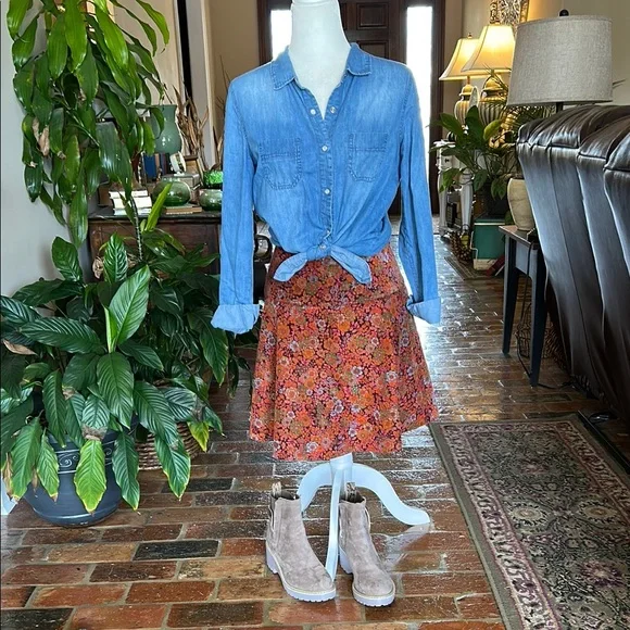 Vintage Mary Robin Corduroy Floral A-Line Skirt sz6 - Picture 12 of 13